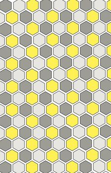 Honeycomb seamless pattern. Illustration. Colors: gray yellow and white