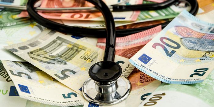 stethoscope and the euro banknotes, Medical cost concept - Stethoscope on euro paper money bank notes Euro banknotes background : Banking Account, Investment Analytic research data economy, trading, Business company concept.