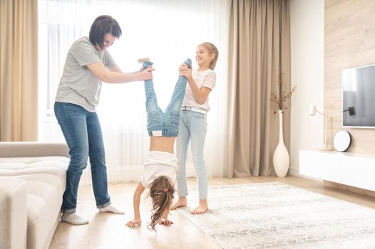 mother and daughter singing with hairbrushes