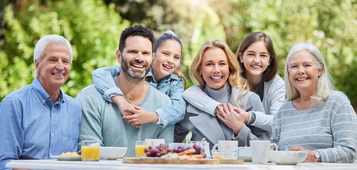 Shot of a family having lunch outside.