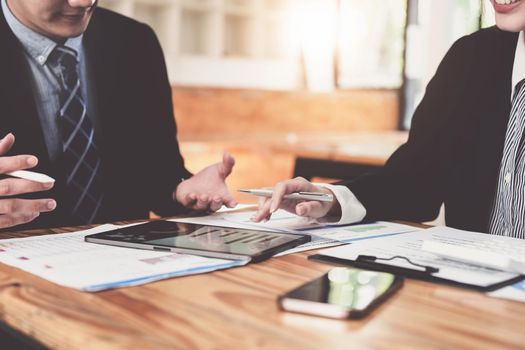 business people working together on a new project to analyze budgets and manage investment risks in today's profit boosting for marketing in the office room.