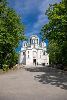 Mausoleum church on Oplenac in Topola, Serbia. Church host the remains of the Yugoslav kings of the Karadjordjevic dynasty stock photo