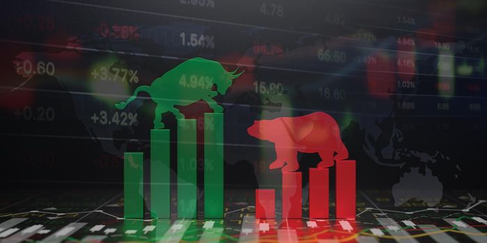 Bullish and Bearish stock market 3D render