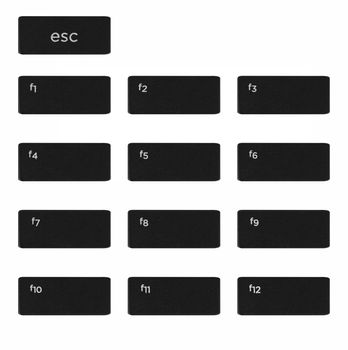 function keys from a computer keyboard, ASC and F1 to F12 on a white background