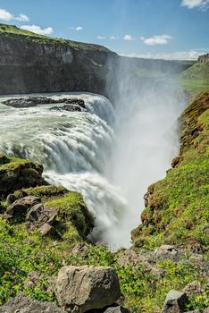 Icelandic summer landscape of the Gullfoss waterfall in Iceland