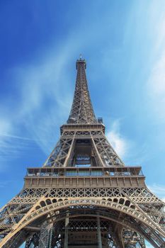 Eiffel tower in summer against the sky. Selective focus. nature.