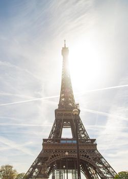 Eiffel tower beautiful spring summer photo. Selective focus. Nature.