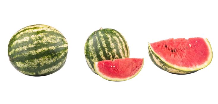 Set of watermelon fruits isolated, collection watermelon on white background.