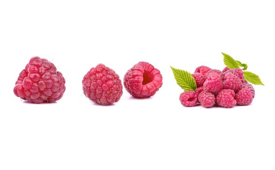 Raspberry collection isolated on white background with clipping path