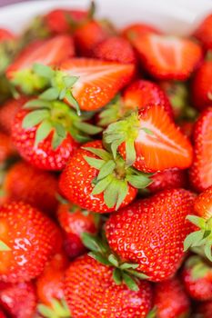 Strawberry fresh organic berries macro. Fruit background - healthy vitamin food