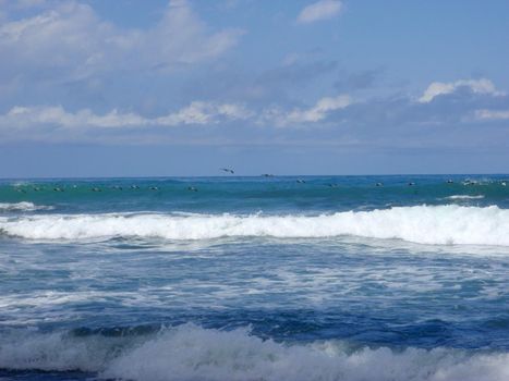 Flying in Formation by some nice waves, in Punta Banco, Costa Rica