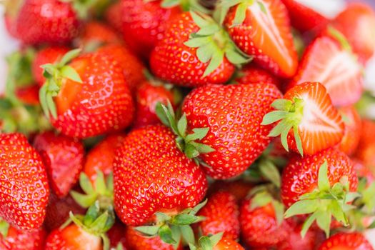Strawberry fresh organic berries macro. Fruit background - healthy vitamin food