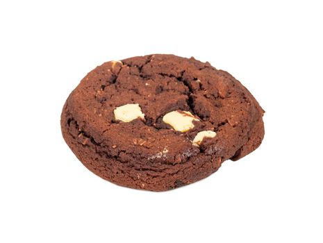 Homemade chocolate chip cookies with coconut slices isolated on a white background