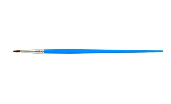Blue thin paint brush isolated on a white background