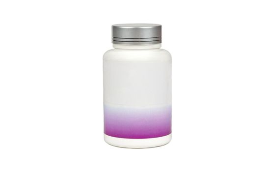 Plastic medicine jar isolated on a white background