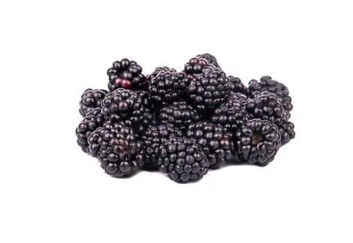 Pile of fresh and ripe blackberry isolated on a white background