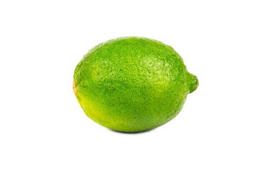 Fresh lime fruit with drops isolated on white background