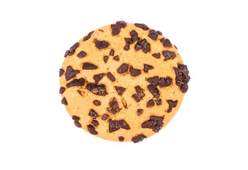 Cookies with chocolate isolated on white background top view