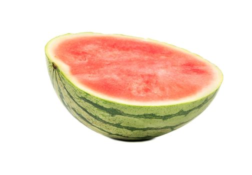 Juicy half of a watermelon without seed on white background