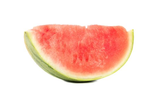 Slice of watermelon without seeds isolated on white background closeup