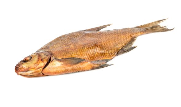 Smoked fish bream on a white background