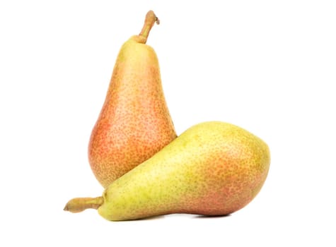 Two delicious pears on a white background
