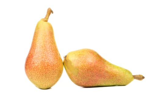 Two fresh fruits are pears on white background