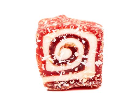 Red slice turkish delight on a white background