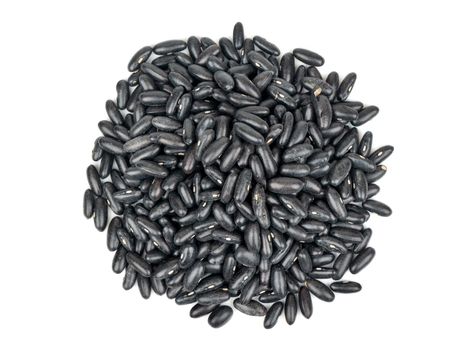 Pile of black beans isolated on white background, top view