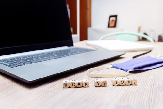 improvised workstation at home with computer
