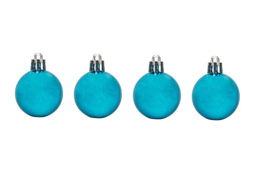 Four blue Christmas ball isolated on white background