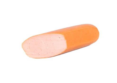 Half of a fresh sausage isolated on a white background