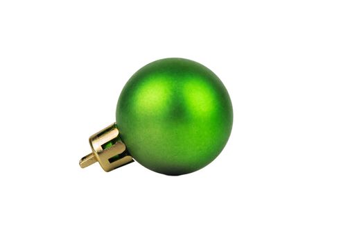 Beautiful green Christmas ball isolated on white background