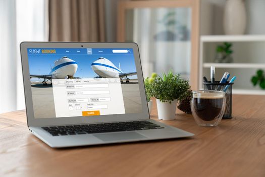 Online flight booking website provide modish reservation system . Travel technology concept .