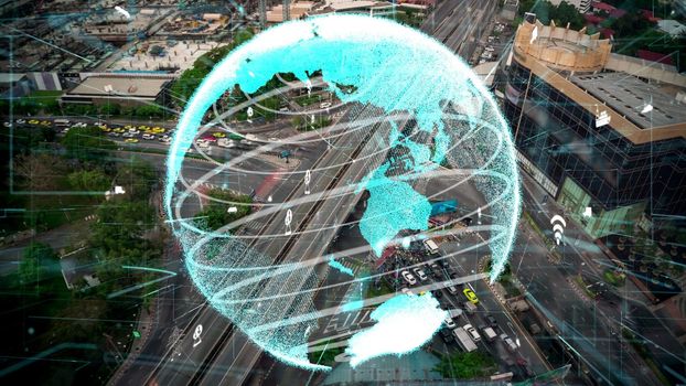 Smart transport technology alteration concept for future road traffic control . Virtual intelligent system makes driving information analysis to connect data of vehicle on city street for driver .