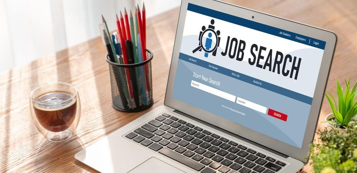Online job search on modish website for worker to search for job opportunities on the recruitment internet network