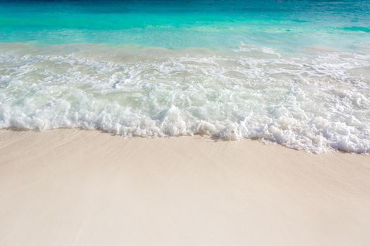 Sea shore on the Caribbean beach in the Area Hoteleria in Cancun Quintana Roo Mexico.