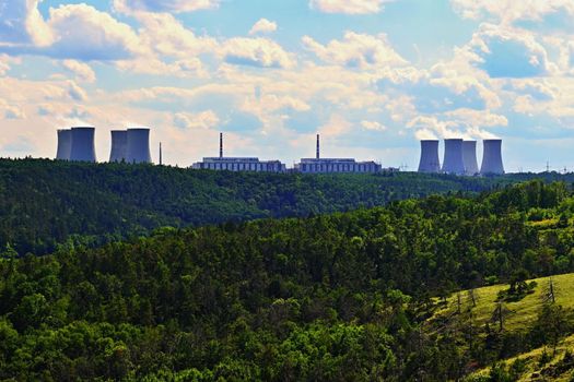 Nuclear power plant. Concept for industry and technology - energy crisis. Increasing energy prices - Russia's war on Ukraine. Dukovany - Czech Republic.