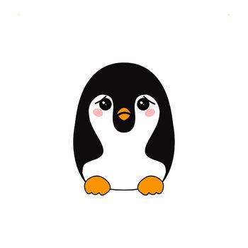 Cute penguin icon in flat style. Cold winter symbol. Antarctic bird, animal illustration