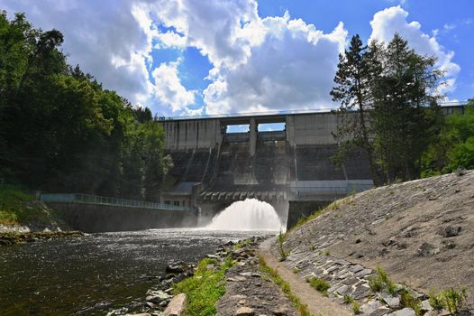 Hydroelectric power station - run-of-river hydroelectric power station. Kaplan turbine. Mohelno-Czech Republic.