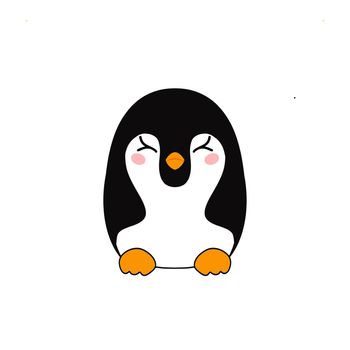 Cute penguin icon in flat style. Cold winter symbol. Antarctic bird, animal illustration