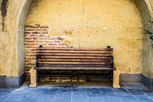 Old park bench in Tbilisi city centre, Georgia