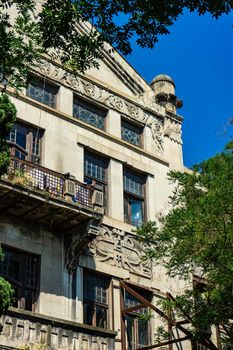 Exterior decoration of buildings in Old Tbilisi, travel landmarks in Georgia