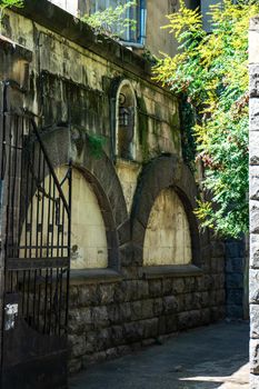 Exterior decoration of buildings in Old Tbilisi, travel landmarks in Georgia