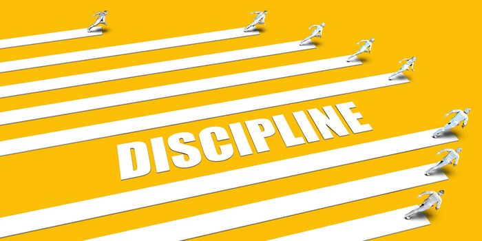 Discipline Concept with Business People Running on Yellow