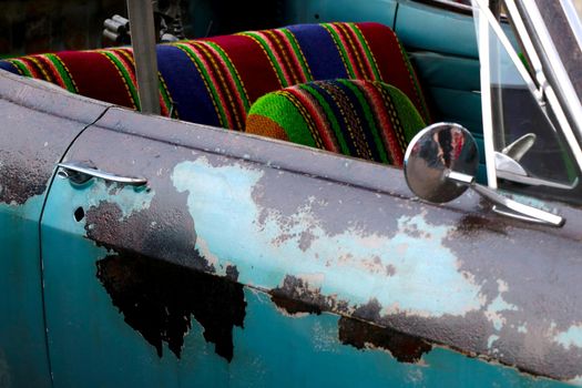 Close-up of an old rusty car