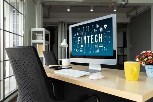 Fintech financial technology software for modish business to analyze marketing strategy