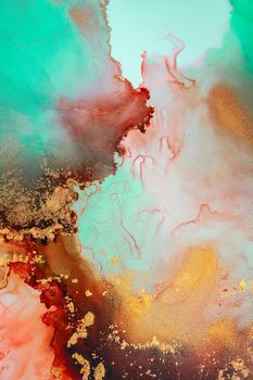 Marble ink abstract art from exquisite original painting for abstract background . Painting was painted on high quality paper texture to create smooth marble background pattern of ombre alcohol ink .