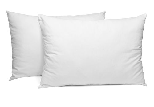 close up of a white pillow on white background