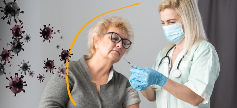 woman is protected from the virus by a dome.